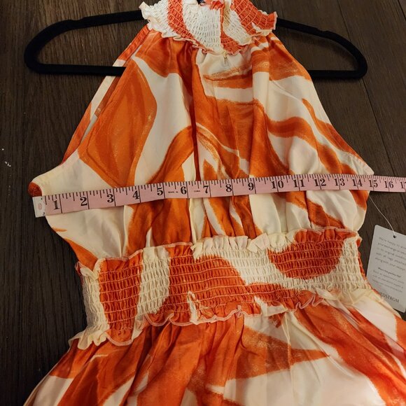 Melloday Maxi Halter Dress NWT XS Missing button, small tear - Picture 7 of 12